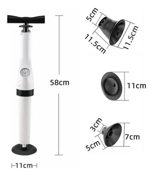 DESTAPADOR CON MANOMETRO Y 3 VENTOSAS PARA BAÑO Y COCINA - 2