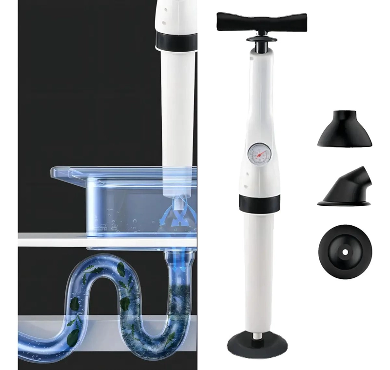 DESTAPADOR CON MANOMETRO Y 3 VENTOSAS PARA BAÑO Y COCINA - 3