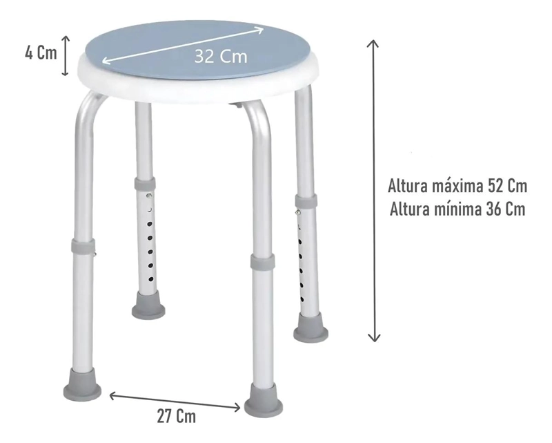 SILLA DE DUCHA GIRATORIA 360° ALUMINIO REDONDA 103 CM - 3