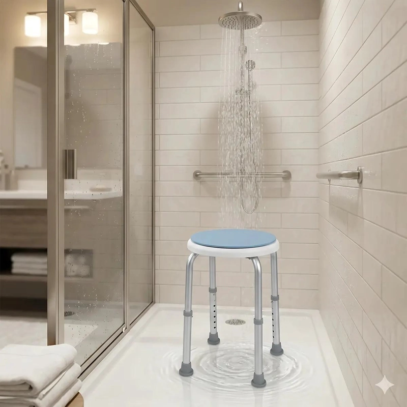 SILLA DE DUCHA GIRATORIA 360° ALUMINIO REDONDA 103 CM - 5