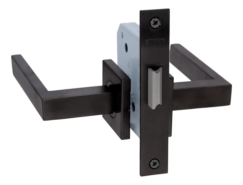 CERRADURA DE EMBUTIR SIMPLE PASO CON MANILLAS NEGRO MATE - 3
