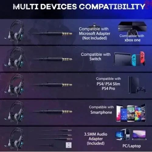 AUDIFONOS GAMER K16 RGB CON CANCELACION DE RUIDO - 4