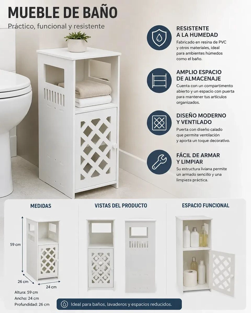 MUEBLE PARA BAÑO CON DISEÑO FUNCIONAL - 2