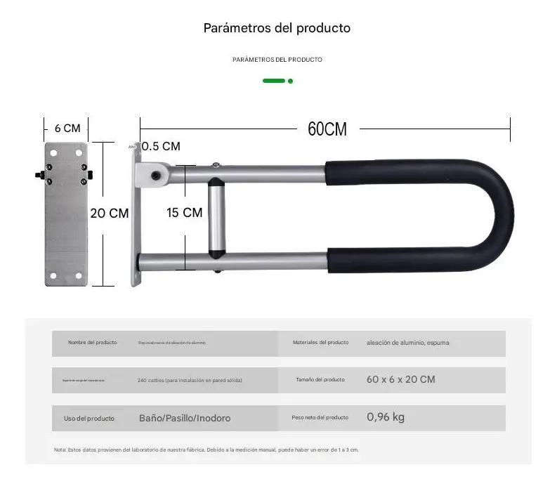 BARRA DE SEGURIDAD ABATIBLE PARA DISCAPACITADOS ACERO INO - 3