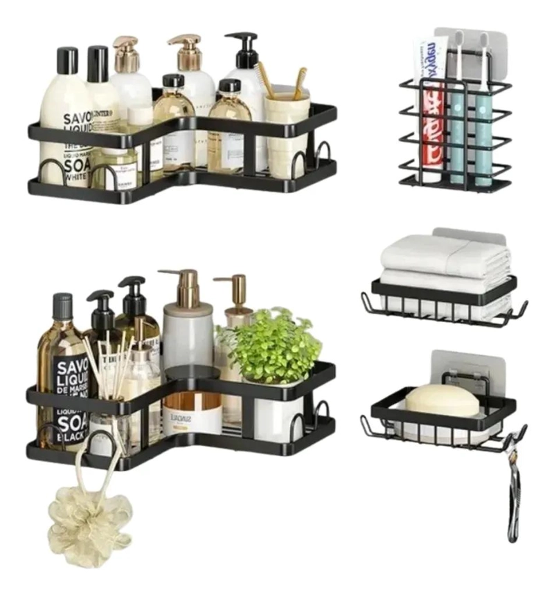 ORGANIZADOR DE DUCHA ESQUINERO METALICO ANTIOXIDO 5 NIV - 1