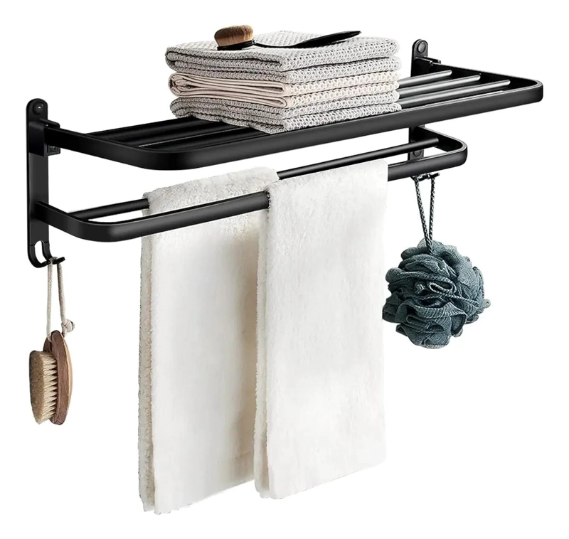 SOPORTE PLEGABLE DE PARED PARA TOALLAS CON GANCHO - 1