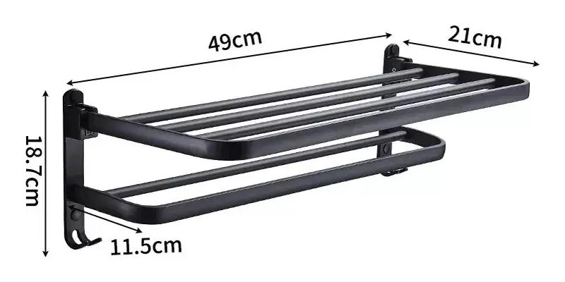 SOPORTE PLEGABLE DE PARED PARA TOALLAS CON GANCHO - 2