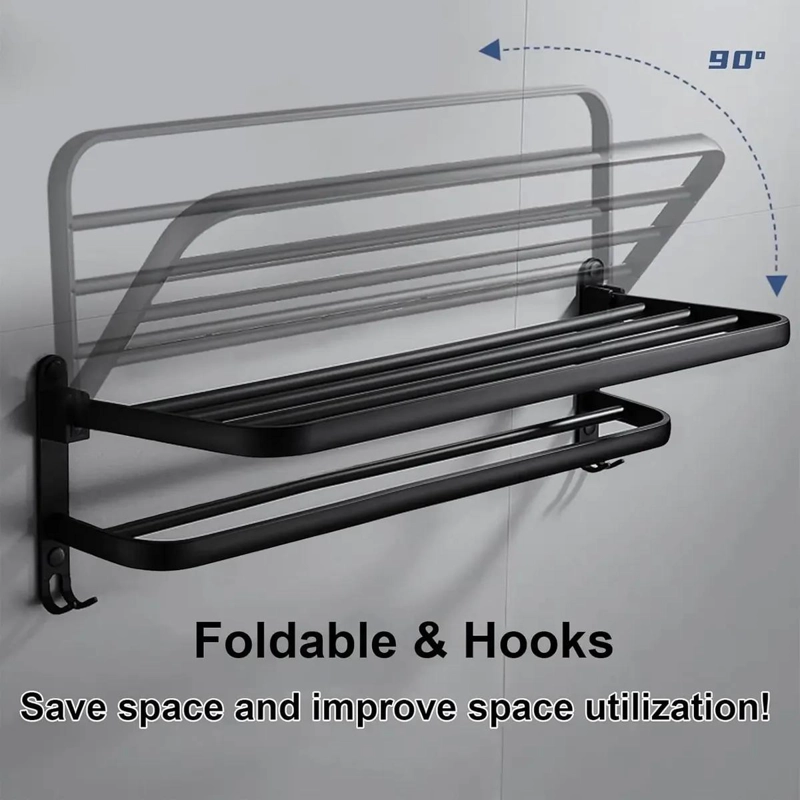 SOPORTE PLEGABLE DE PARED PARA TOALLAS CON GANCHO - 3