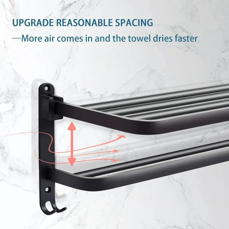 SOPORTE PLEGABLE DE PARED PARA TOALLAS CON GANCHO - 4
