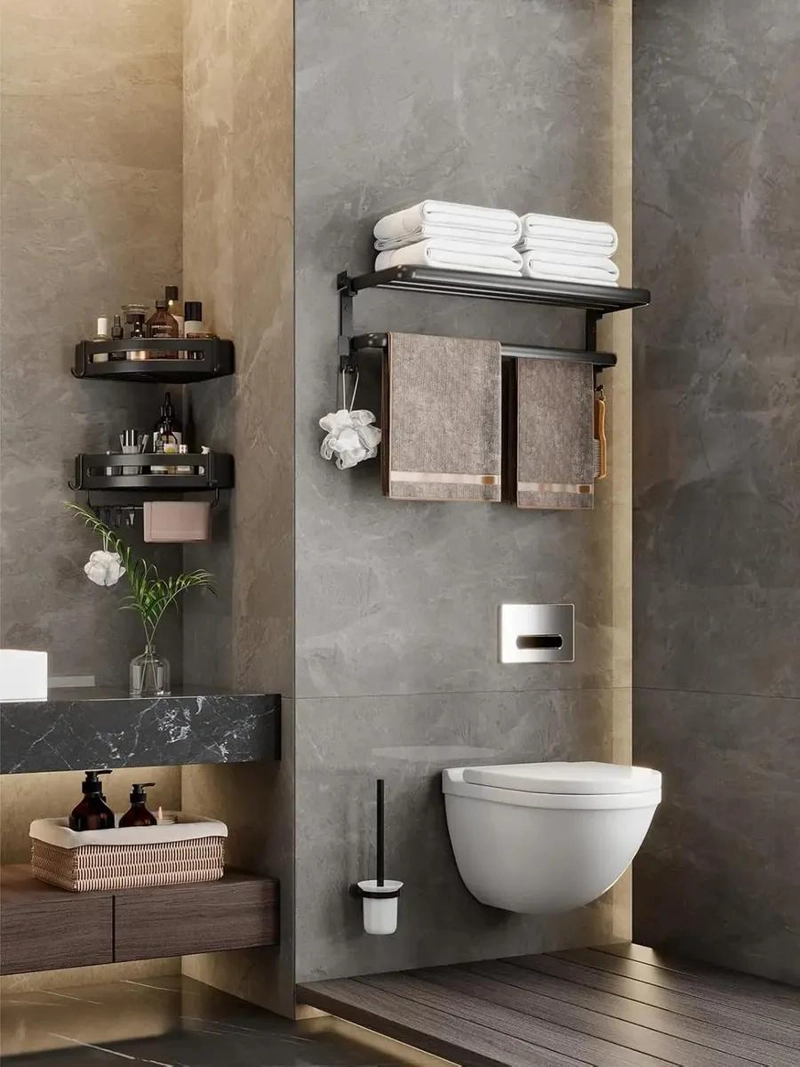 SOPORTE PLEGABLE DE PARED PARA TOALLAS CON GANCHO - 5