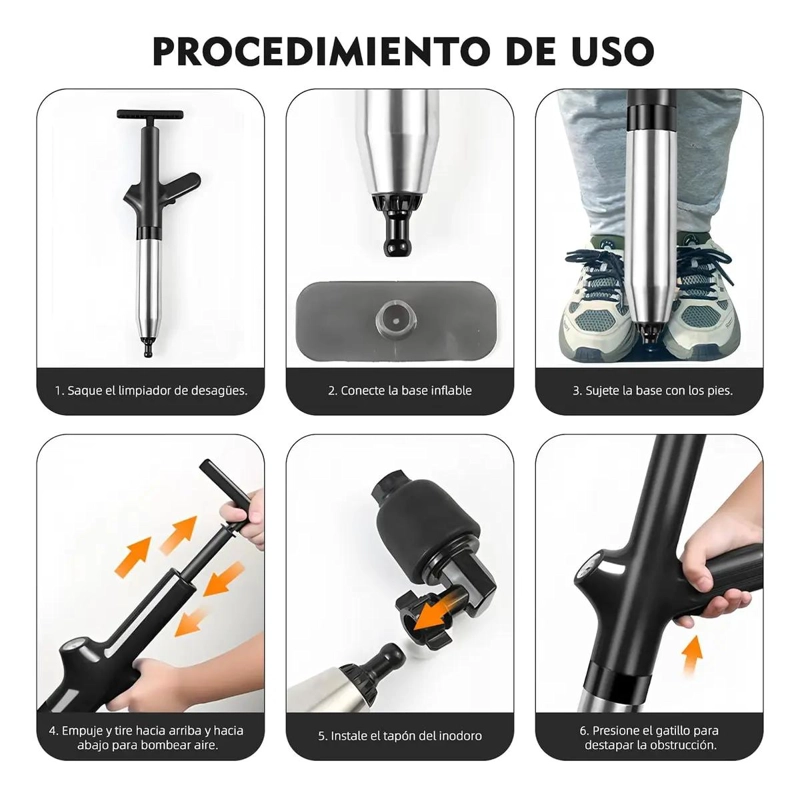 BOMBA DESTAPACAÑOS CON BAROMETRO PARA BAÑO Y COCINA - 3