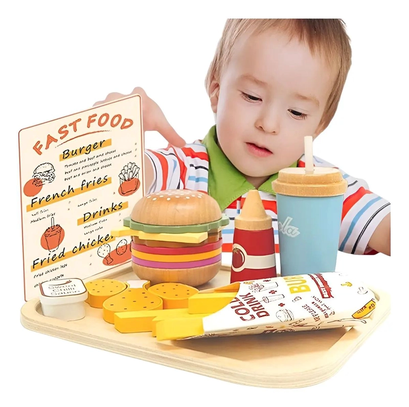 SET DE HAMBURGUESA DE MADERA PARA NIÑOS - 1