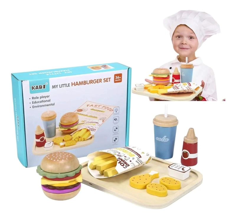 SET DE HAMBURGUESA DE MADERA PARA NIÑOS - 2