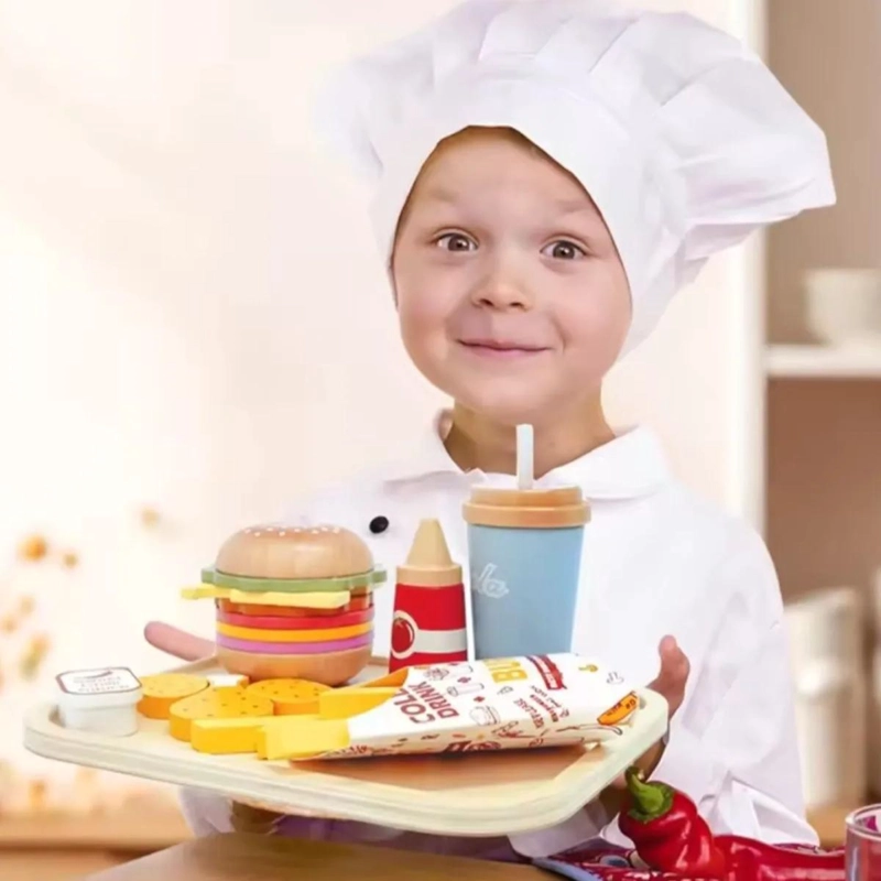 SET DE HAMBURGUESA DE MADERA PARA NIÑOS - 4