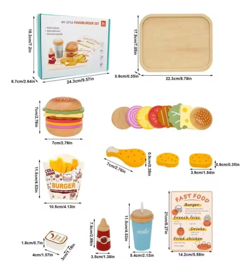 SET DE HAMBURGUESA DE MADERA PARA NIÑOS - 5