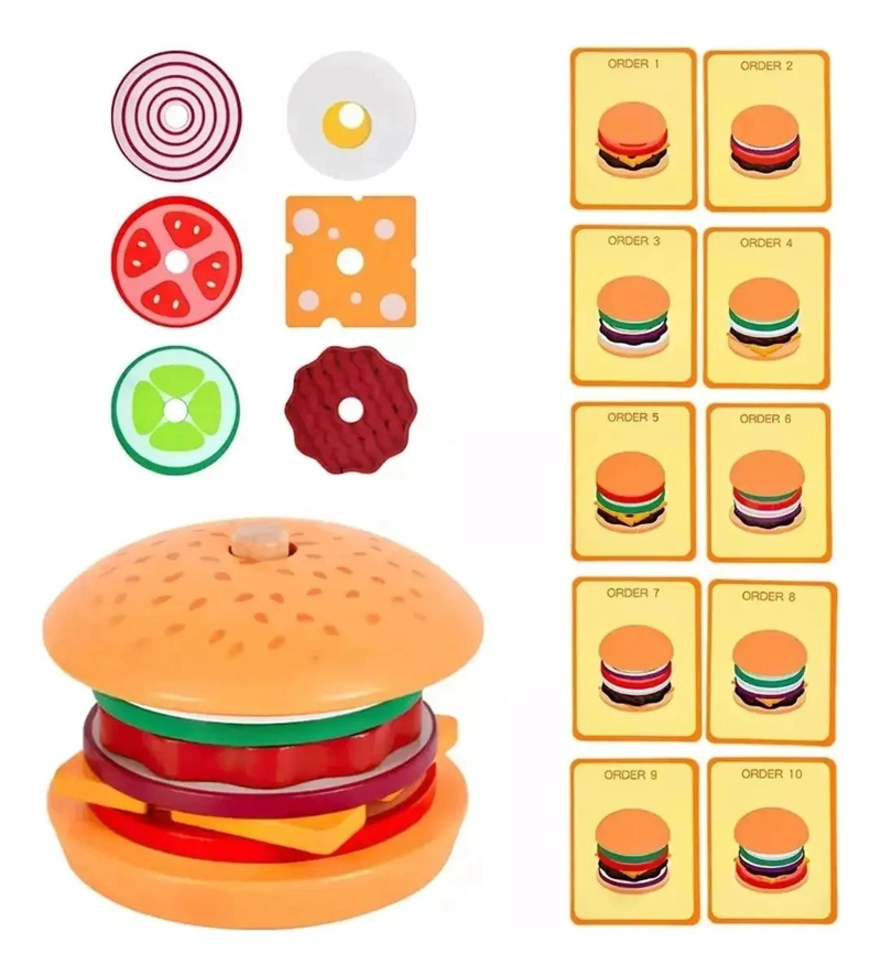 JUGUETE MONTESSORI APILAMIENTO HAMBURGUESAS MADERA - 1