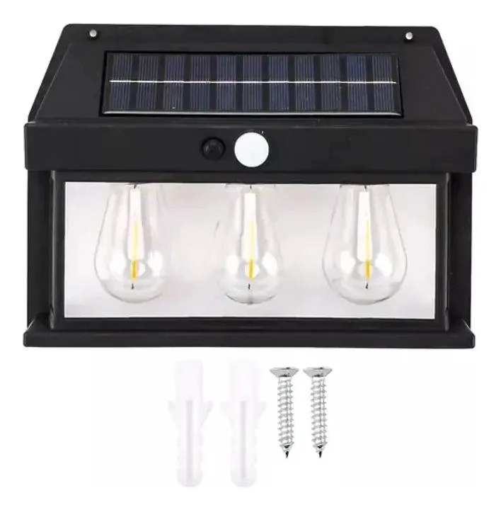 APLIQUE SOLAR IMPERMEABLE CON SENSOR Y 3 LEDS - 1