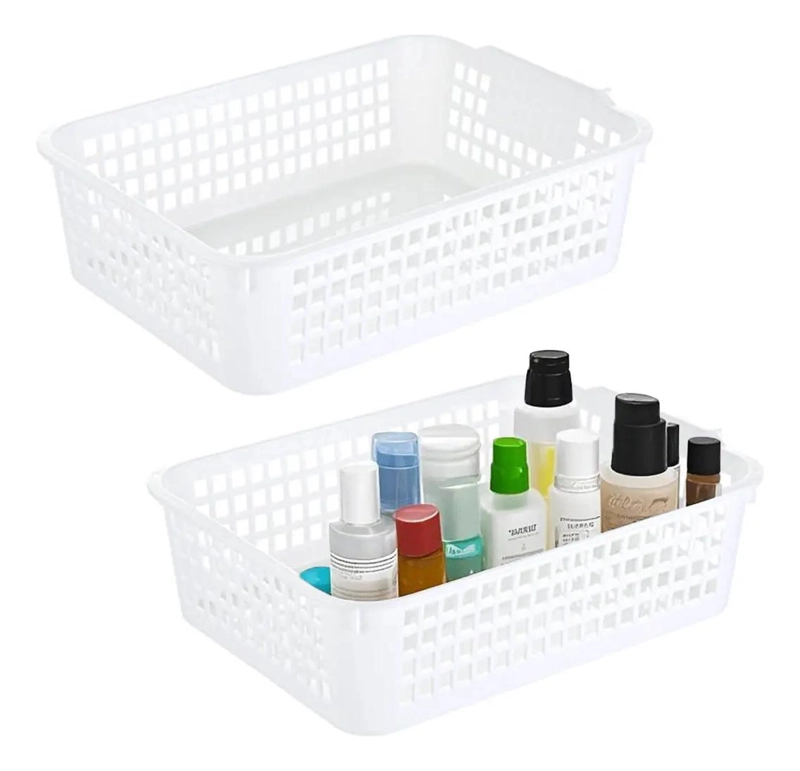 SET 2 CESTAS MEDIANAS DE PLASTICO PARA ALMACENAJE - 1
