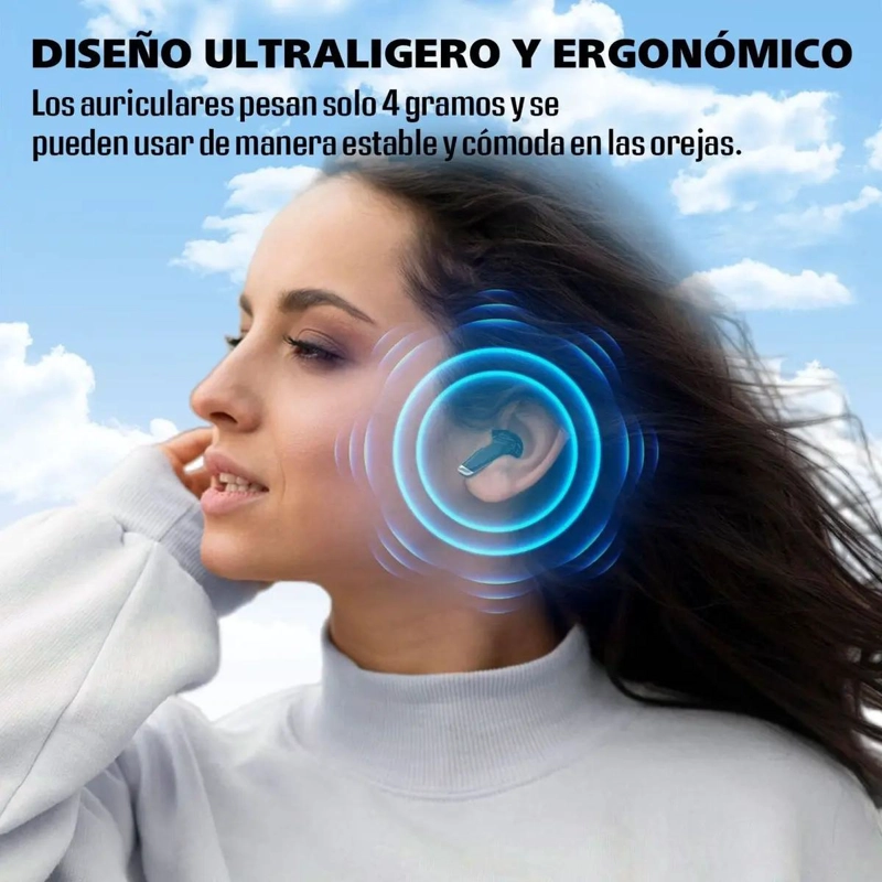AUDIFONOS INALAMBRICOS BLUETOOTH CON ESTUCHE NEGRO - 3