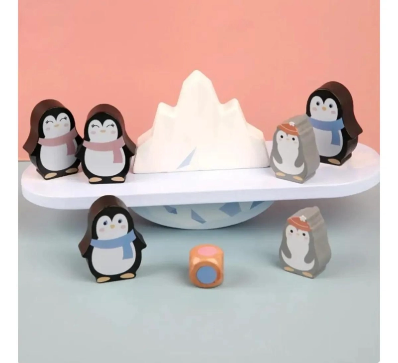 BLOQUES DE EQUILIBRIO DE MADERA CON FIGURAS DE PINGÜINOS - 2