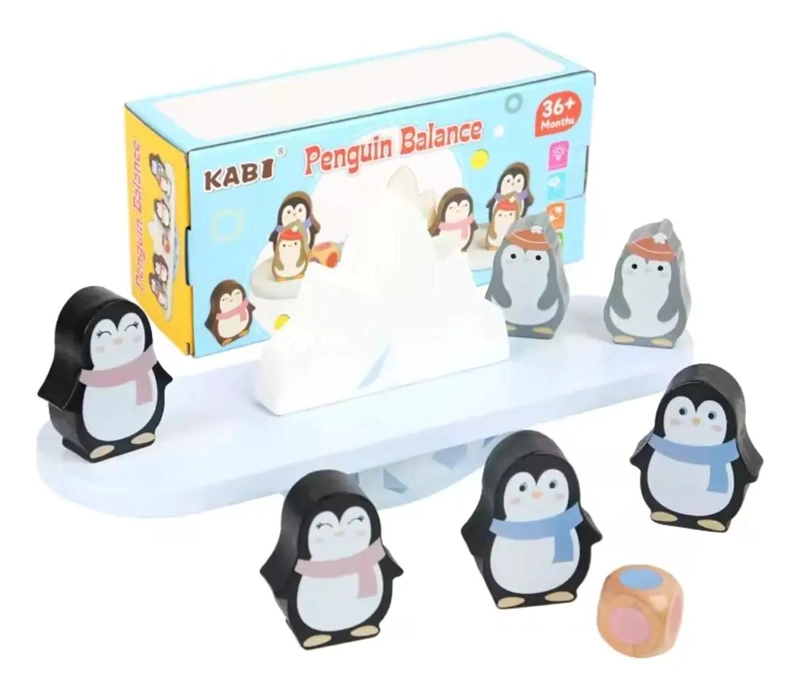 BLOQUES DE EQUILIBRIO DE MADERA CON FIGURAS DE PINGÜINOS - 5
