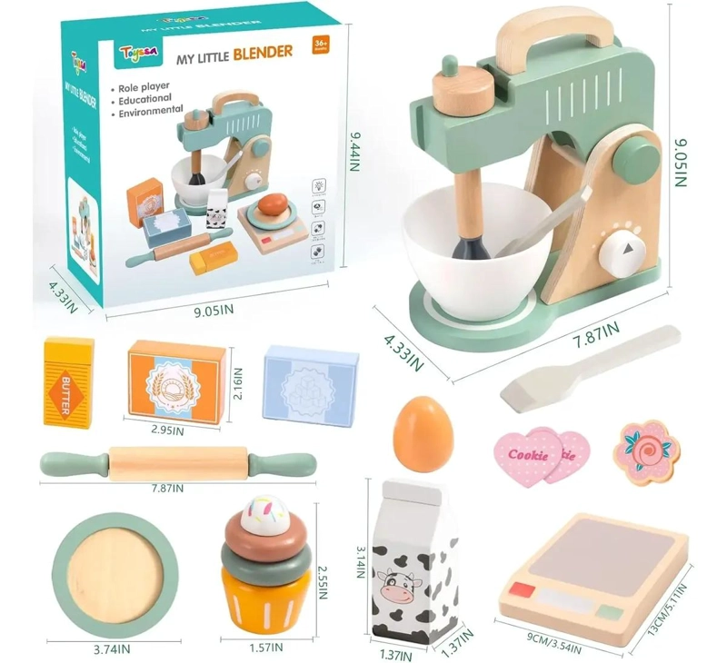 BATIDORA MEZCLADORA DE MADERA DIDACTICA PARA NIÑOS - 3