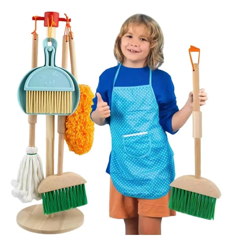 SET DE LIMPIEZA DIDACTICO DE MADERA CON ESCOBA - 1