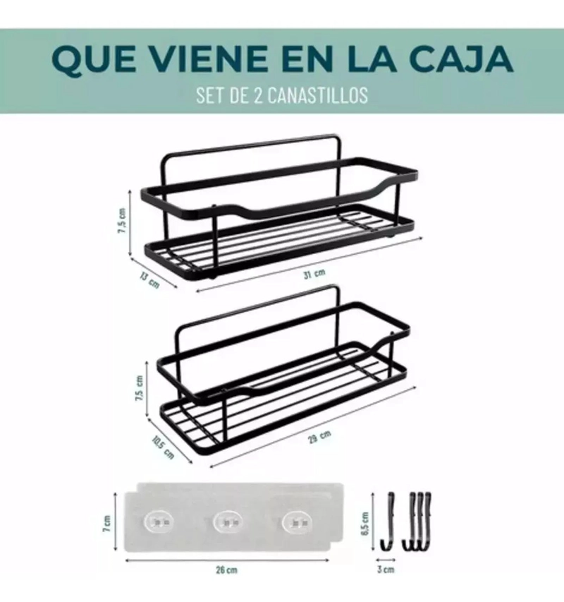 SET 2 REPISAS ADHESIVAS INOXIDABLE PARA DUCHA - 2