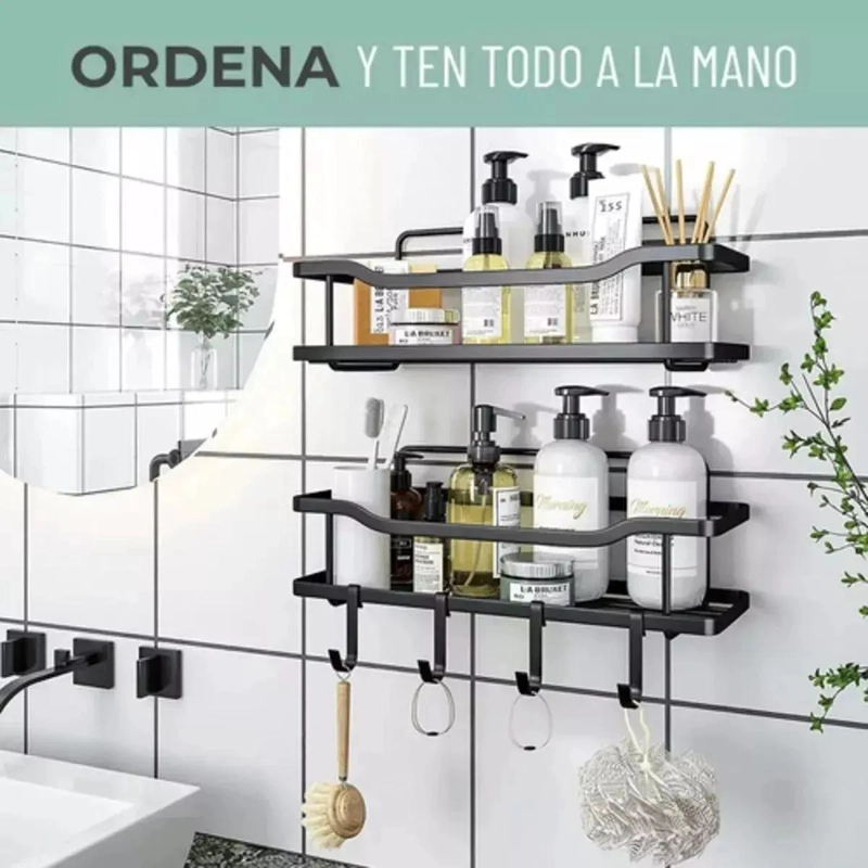 SET 2 REPISAS ADHESIVAS INOXIDABLE PARA DUCHA - 3