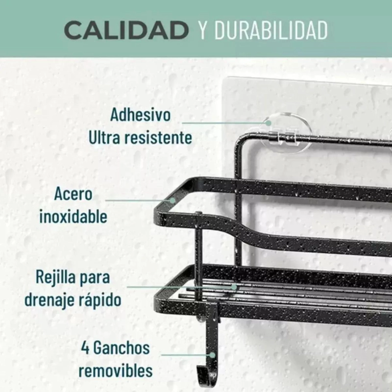 SET 2 REPISAS ADHESIVAS INOXIDABLE PARA DUCHA - 4