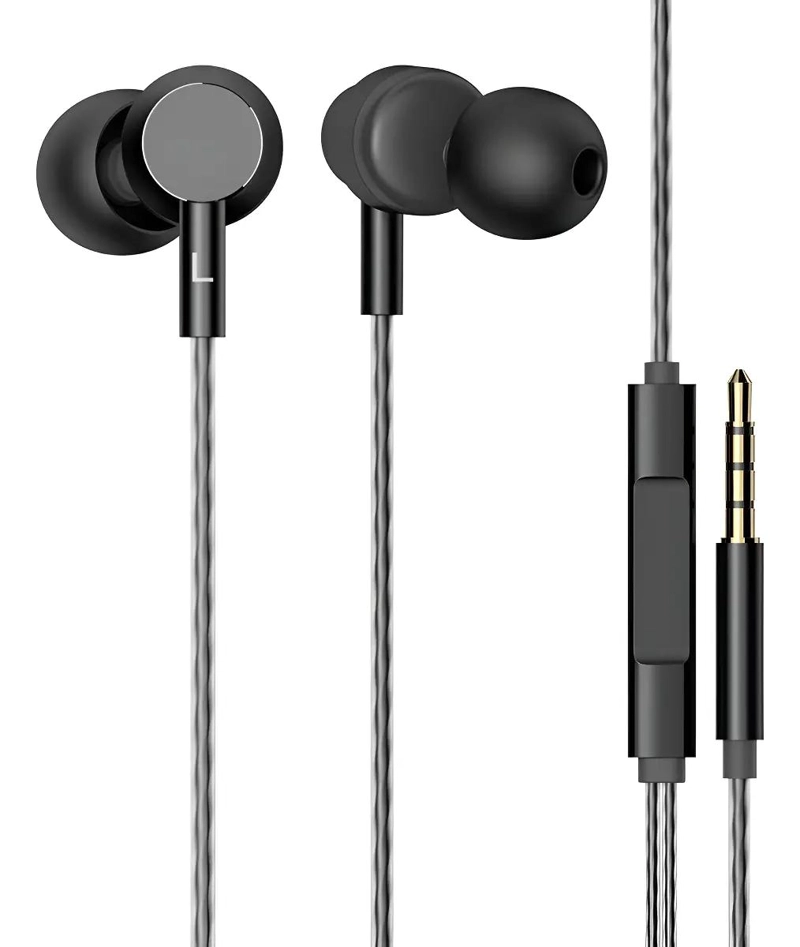 AUDIFONO IN-EAR METAL NEGRO CON MICROFONO - 1