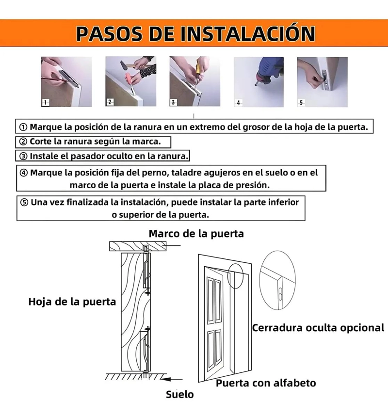 CERRADURA DE PUERTA DE EMBUTIR CON CERROJO DE SEGURIDAD - 4