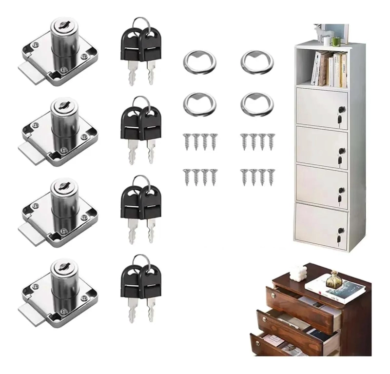 JUEGO DE 4 CERRADURAS PARA MUEBLES CON LLAVES - 1