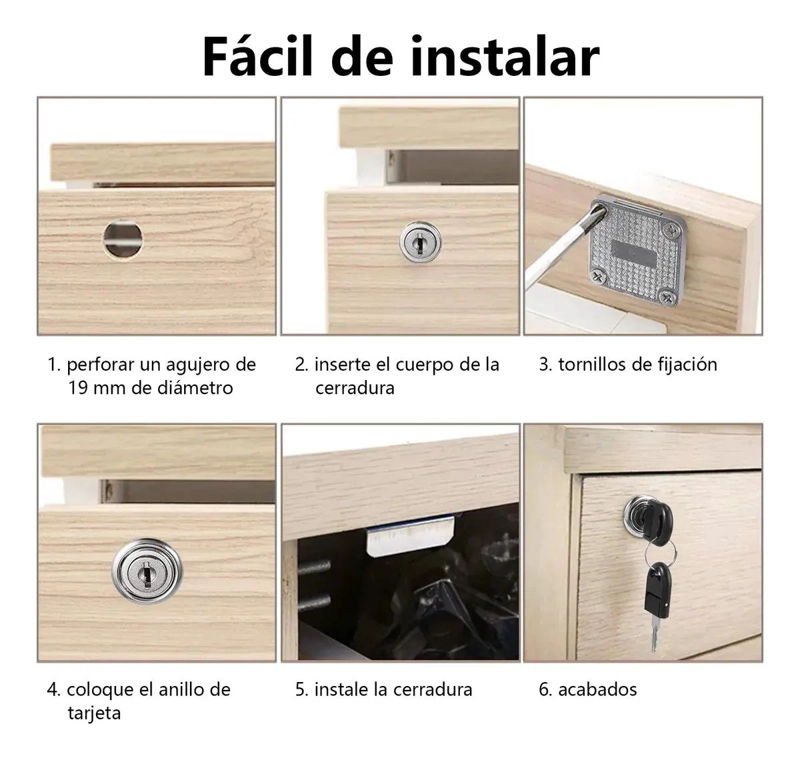 JUEGO DE 4 CERRADURAS PARA MUEBLES CON LLAVES - 4