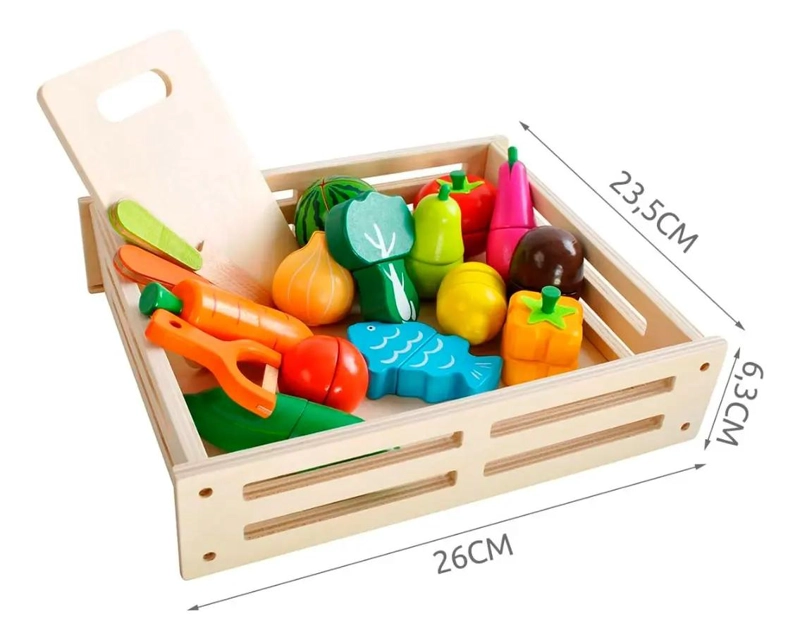 SET DIDACTICO DE FRUTAS Y VERDURAS DE MADERA 17 PIEZAS - 4