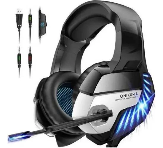 AUDIFONOS GAMER K5 PRO NEGRO Y AZUL - 1