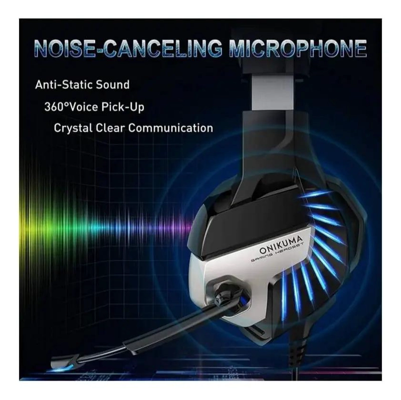 AUDIFONOS GAMER K5 PRO NEGRO Y AZUL - 3