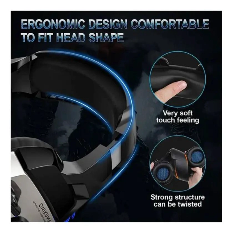 AUDIFONOS GAMER K5 PRO NEGRO Y AZUL - 4