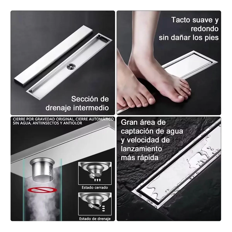 REJILLA PARA DUCHA 10X40 CM ANTIOLOR Y ANTIBLOQUEO - 4