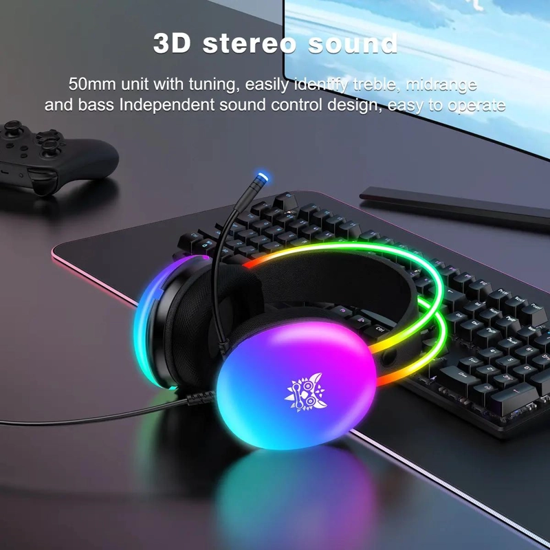 AUDIFONOS GAMER CON MICROFONO Y LUZ RGB PARA PC Y CONSOLA - 2