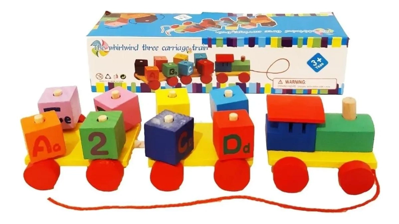 TREN DE BLOQUES DIDACTICOS DE MADERA CON NUMEROS - 1