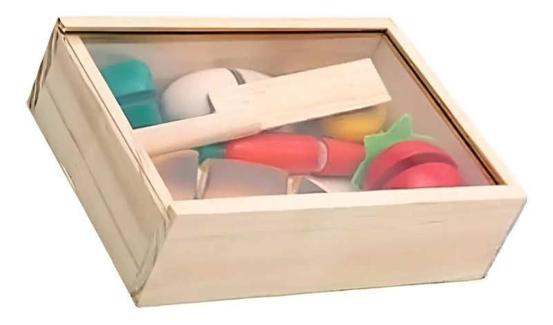 CAJA DE MADERA PARA FRUTAS Y VERDURAS CON TABLA Y VELCRO - 1