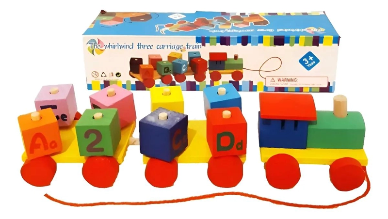 TREN DE BLOQUES DE MADERA CON NUMEROS PARA NIÑOS - 1