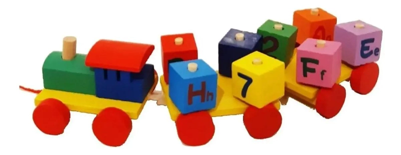 TREN DE BLOQUES DE MADERA CON NUMEROS PARA NIÑOS - 2