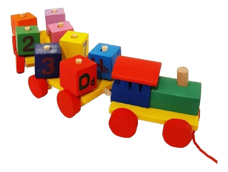 TREN DE BLOQUES DE MADERA CON NUMEROS PARA NIÑOS - 4