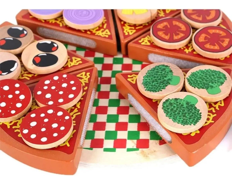 JUEGO DIDACTICO DE MADERA CORTE DE PIZZA PARA NIÑOS - 2