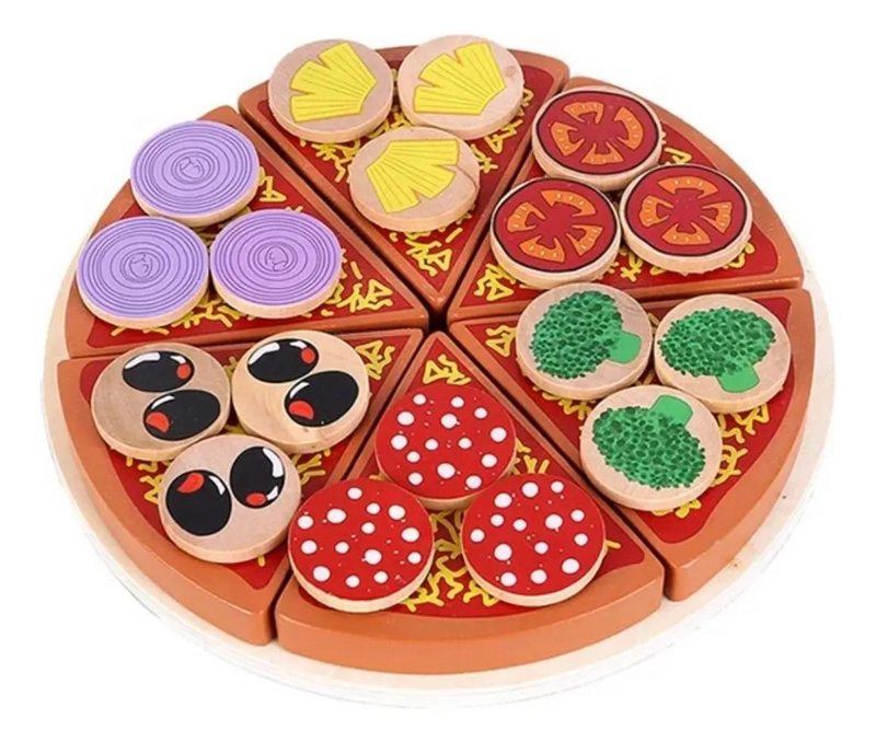JUEGO DIDACTICO DE MADERA CORTE DE PIZZA PARA NIÑOS - 3
