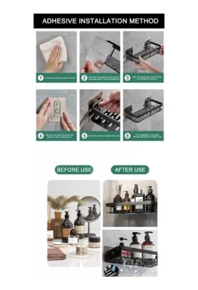 ESTANTE DE ALMACENAMIENTO PARA BAÑO SIN PERFORACIONES 2 P - 2