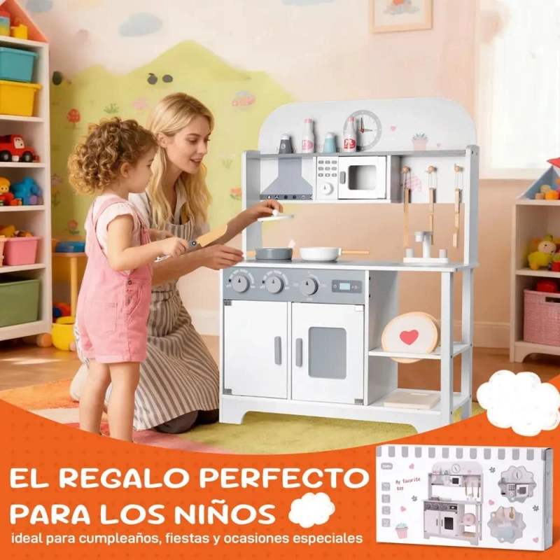 COCINA DE MADERA INFANTIL ESTILO KAWAII PARA NIÑOS - 2