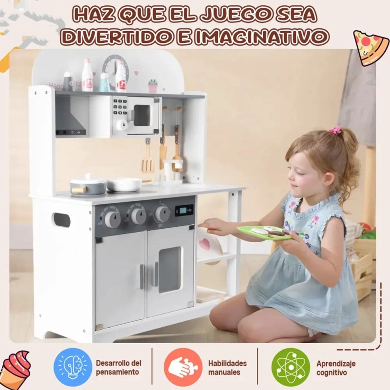 COCINA DE MADERA INFANTIL ESTILO KAWAII PARA NIÑOS - 4